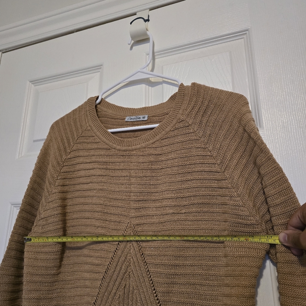Tan Ribbed Knit Sweater - Picture 2 of 4